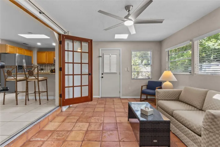 French Doors to the Kitchen, Dining &amp; Living Areas