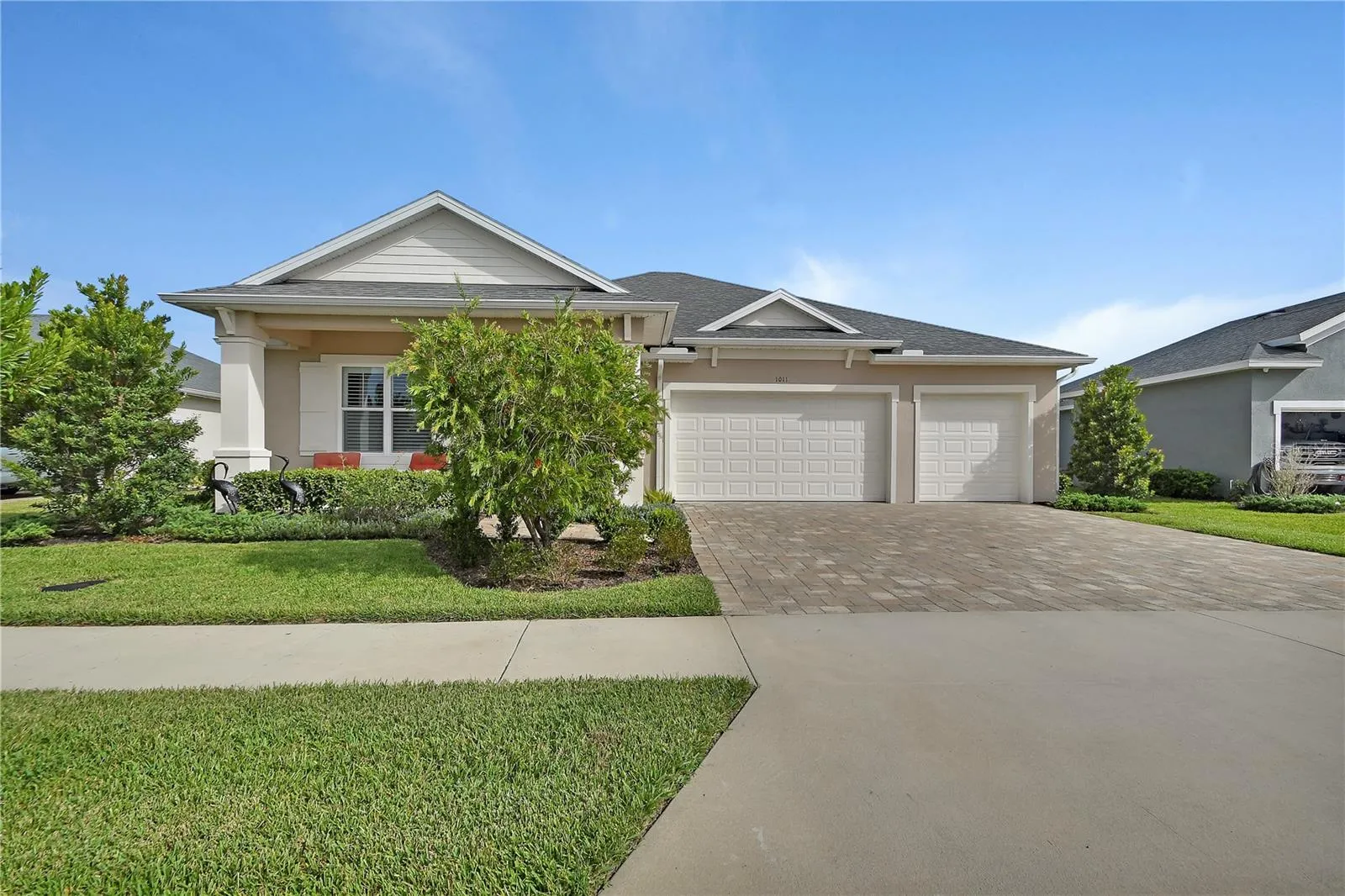 Front View, extra landscaping and flowering plants
