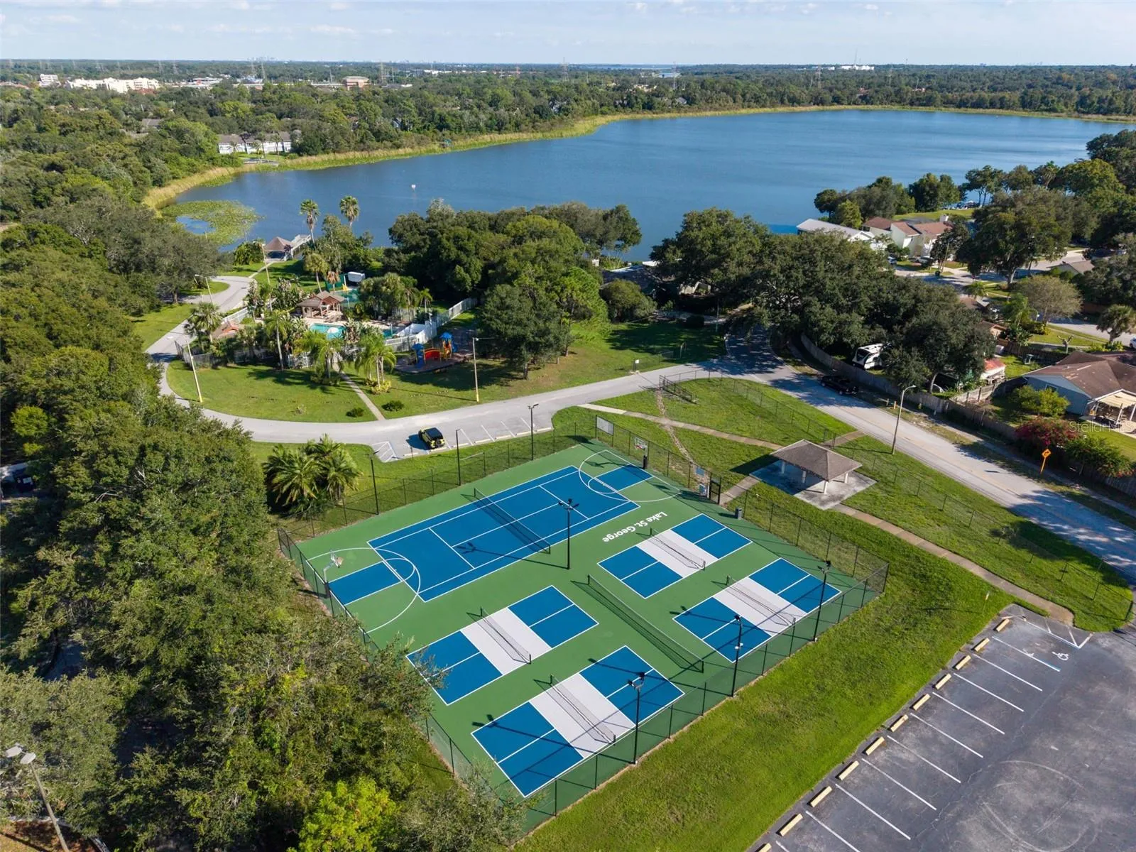 Lake St George Community swimming pool, tennis courts, basketball courts, playground, water access and dock.