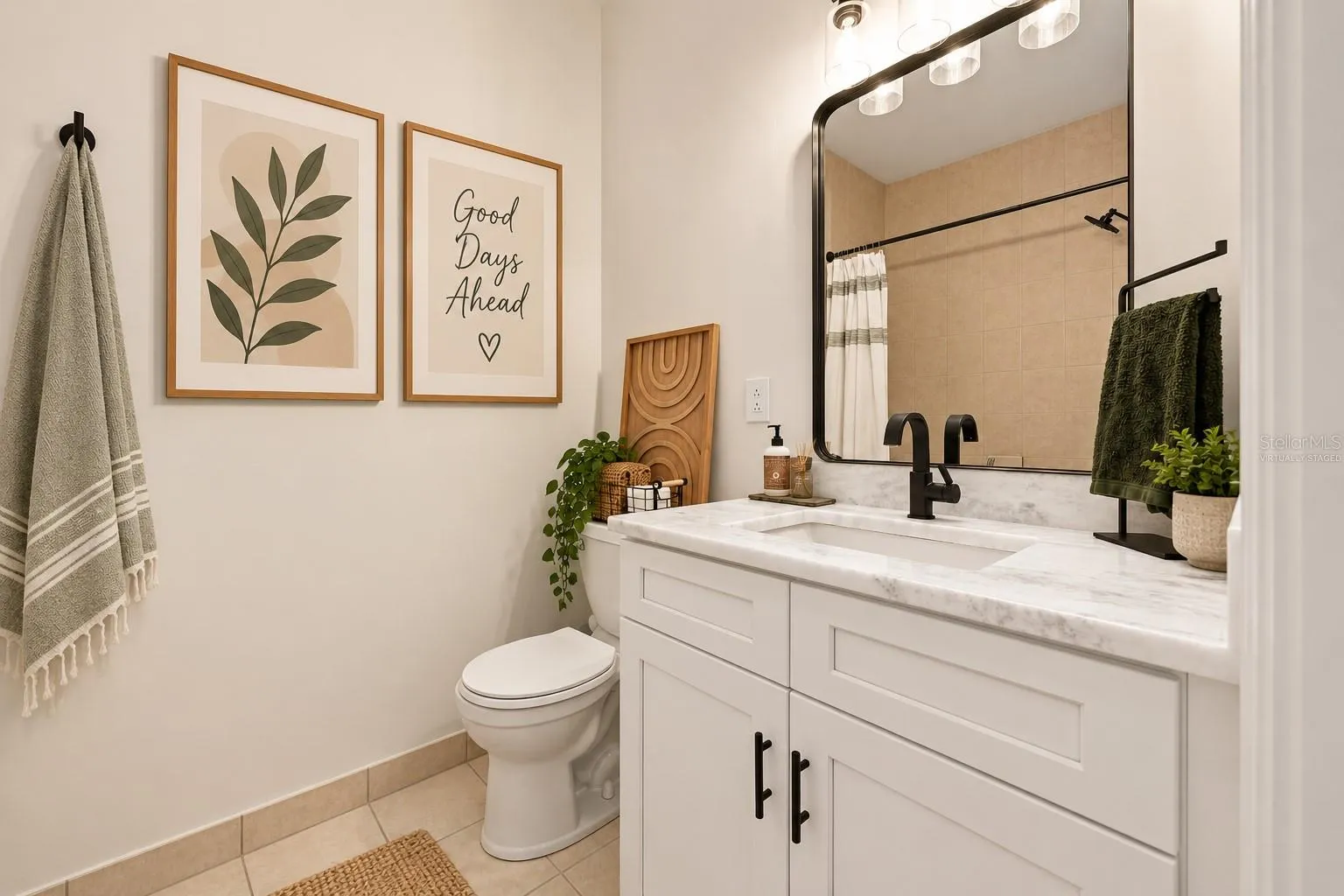 Updated guest bathroom (virtually staged)