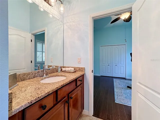 Bath #3. Granite, solid wood cabinetry &amp; Tile