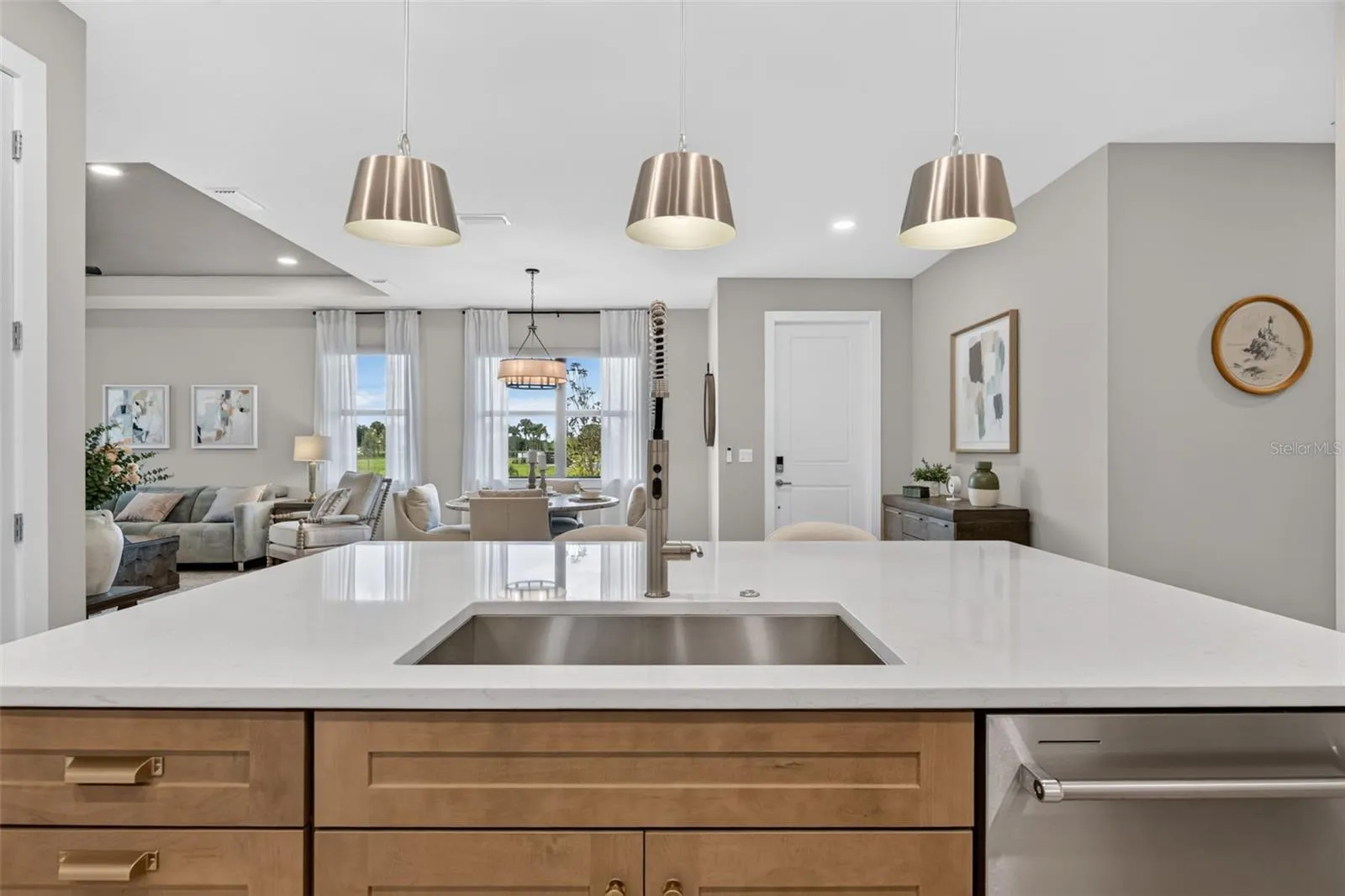 Large Kitchen Island with Complementary Contrasting Cabinetry