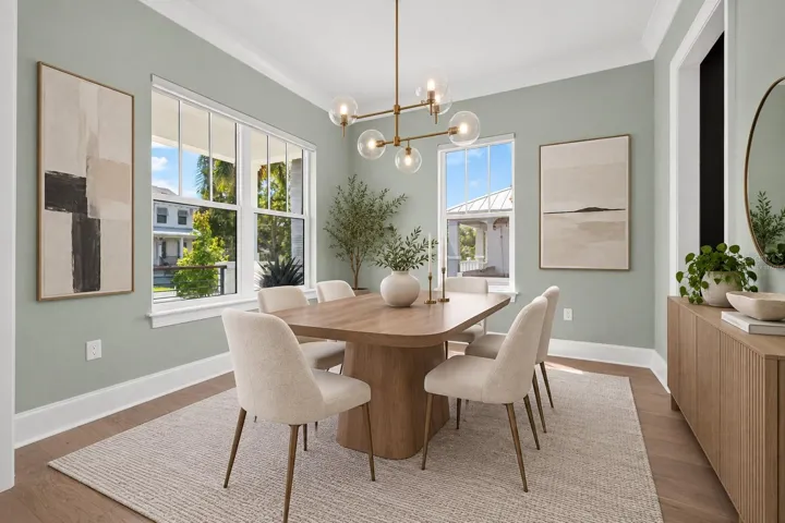Virtually staged dining room