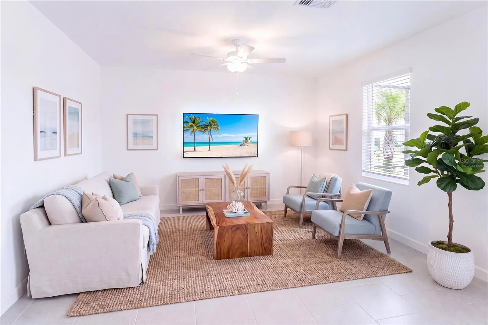 Virtually staged living room