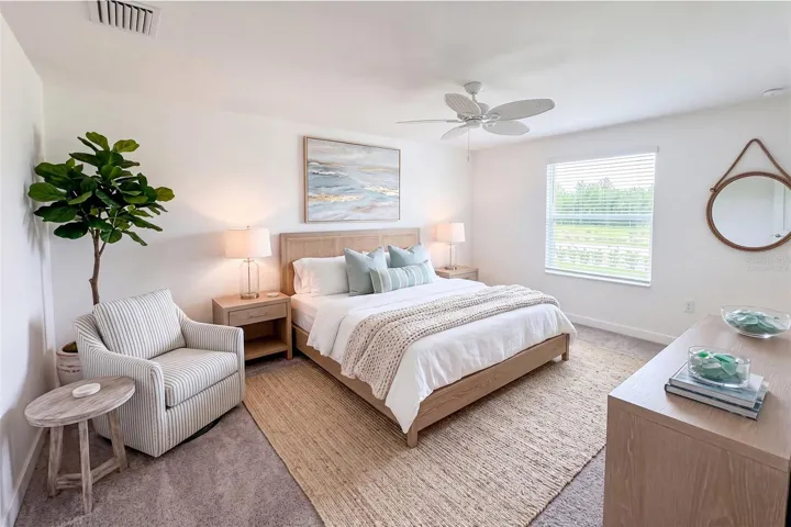 Virtually staged Primary Bedroom