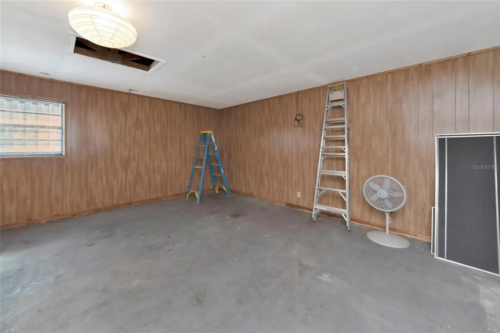 Inside detached garage