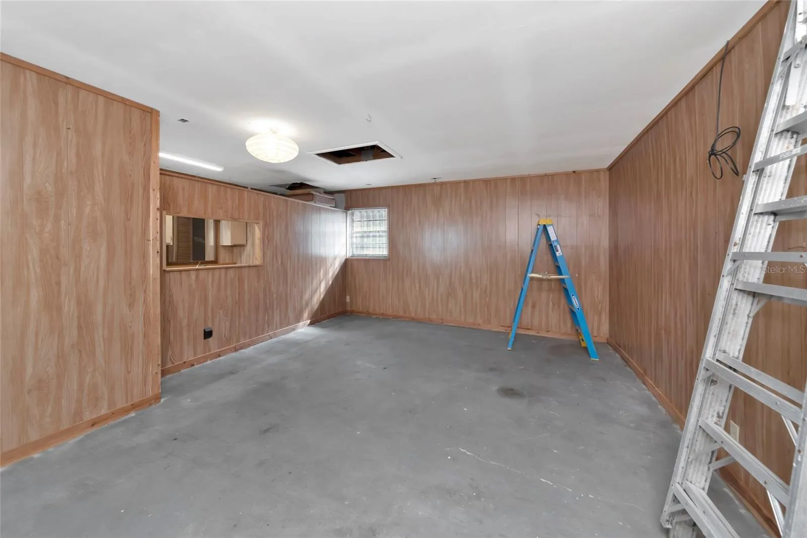 Inside detached garage