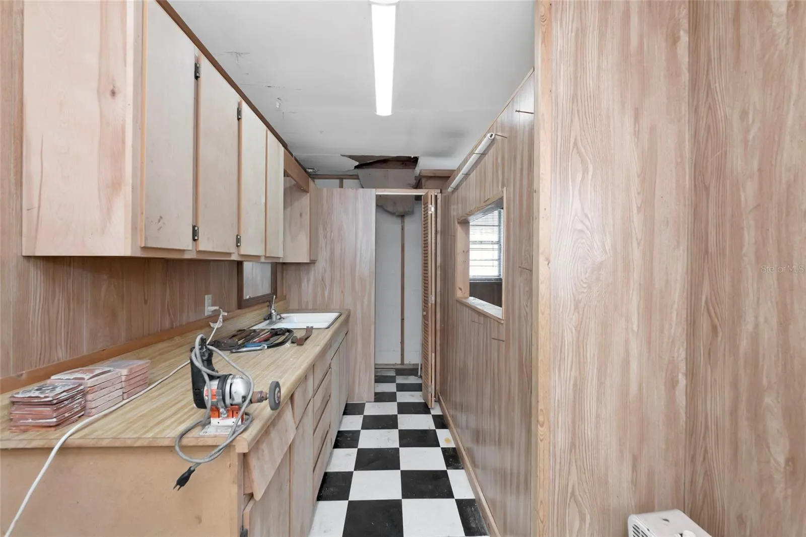 Inside detached garage