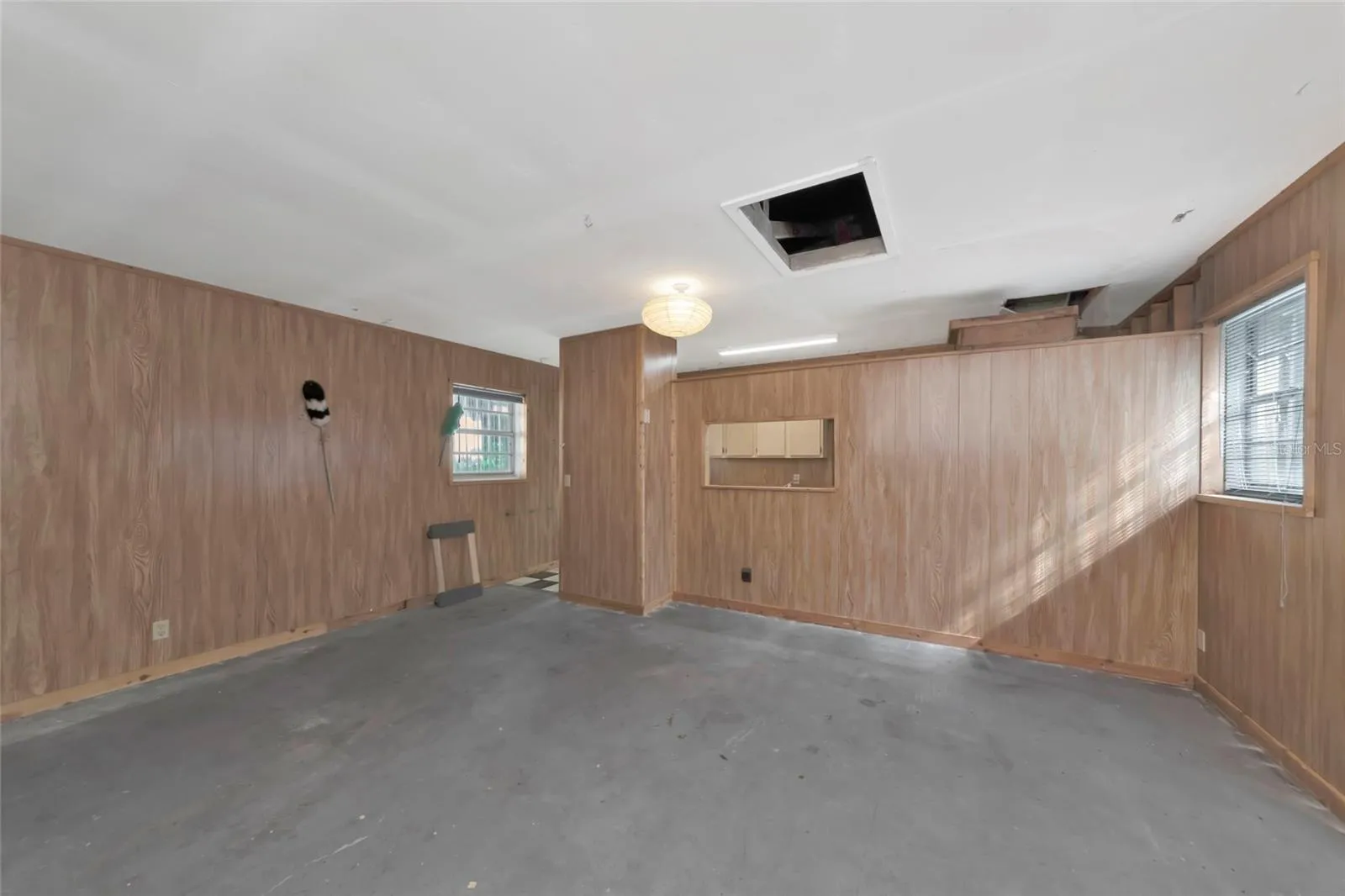 Inside detached garage