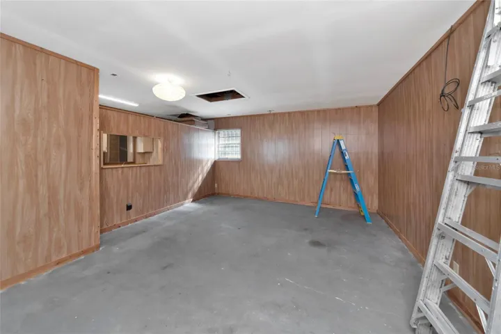 Inside detached garage