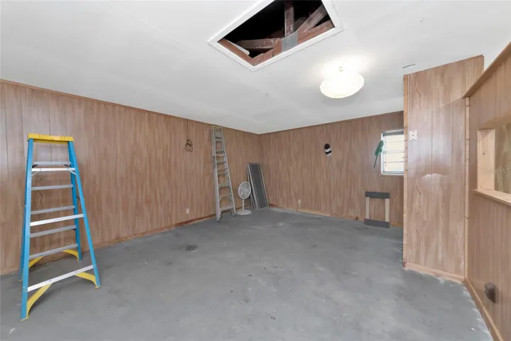 Inside detached garage