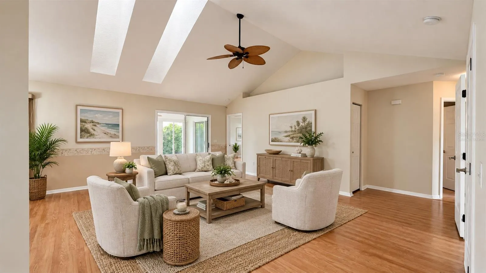 HIGH ceilings with natural light from the NEW skylights. Virtually staged.