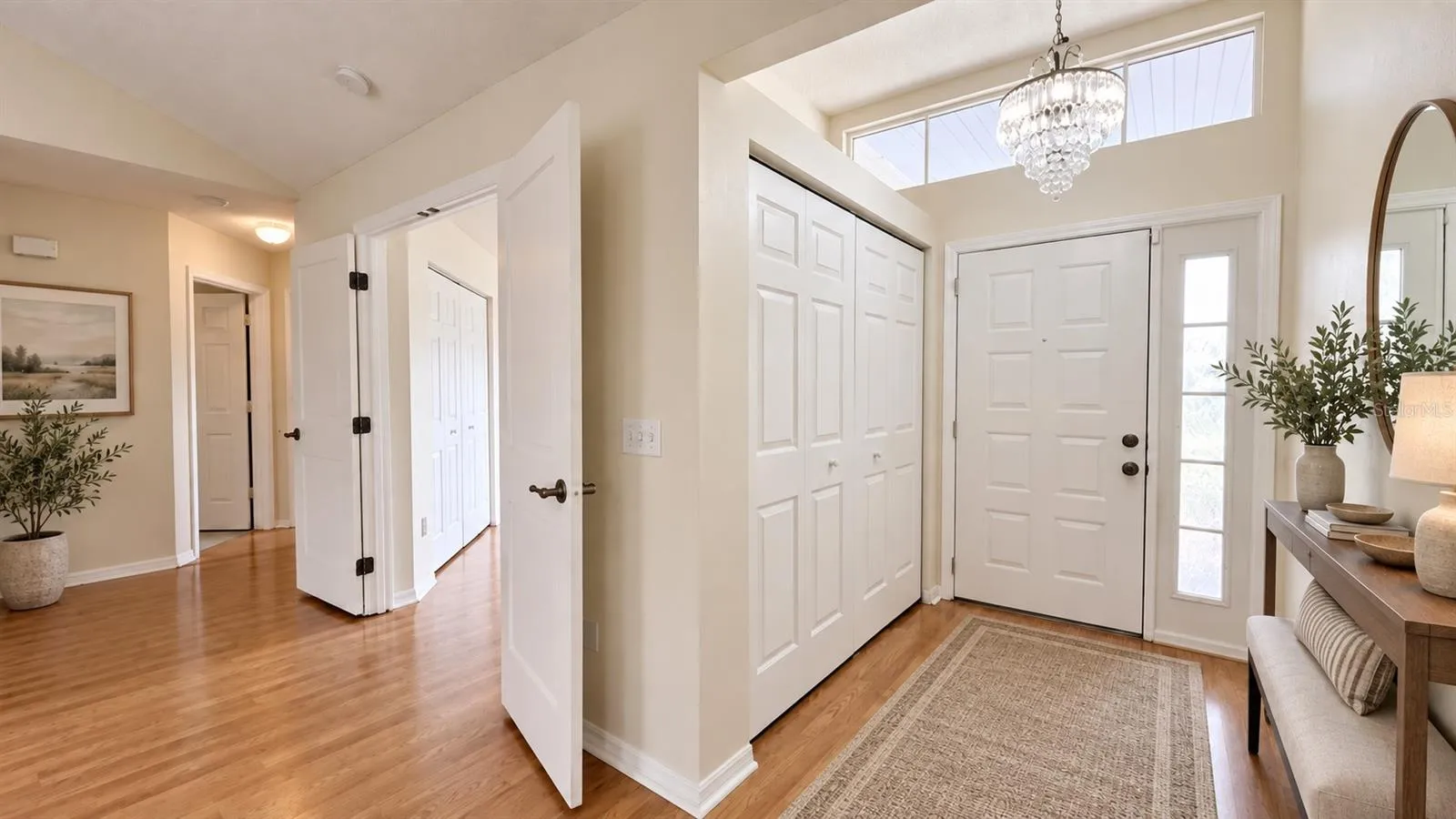 Welcoming foyer with storage.