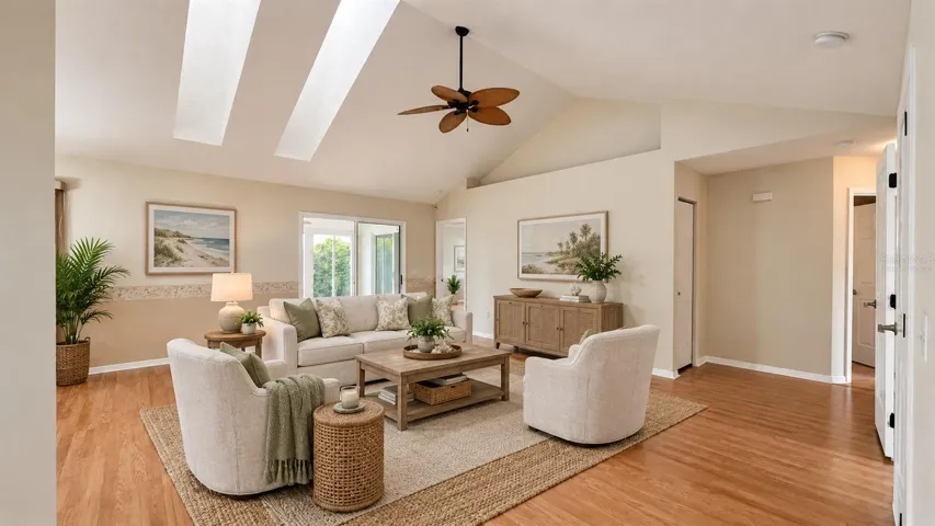 HIGH ceilings with natural light from the NEW skylights. Virtually staged.