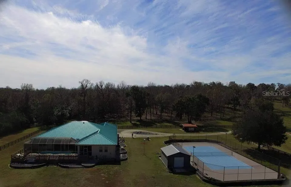 residence and tennis court