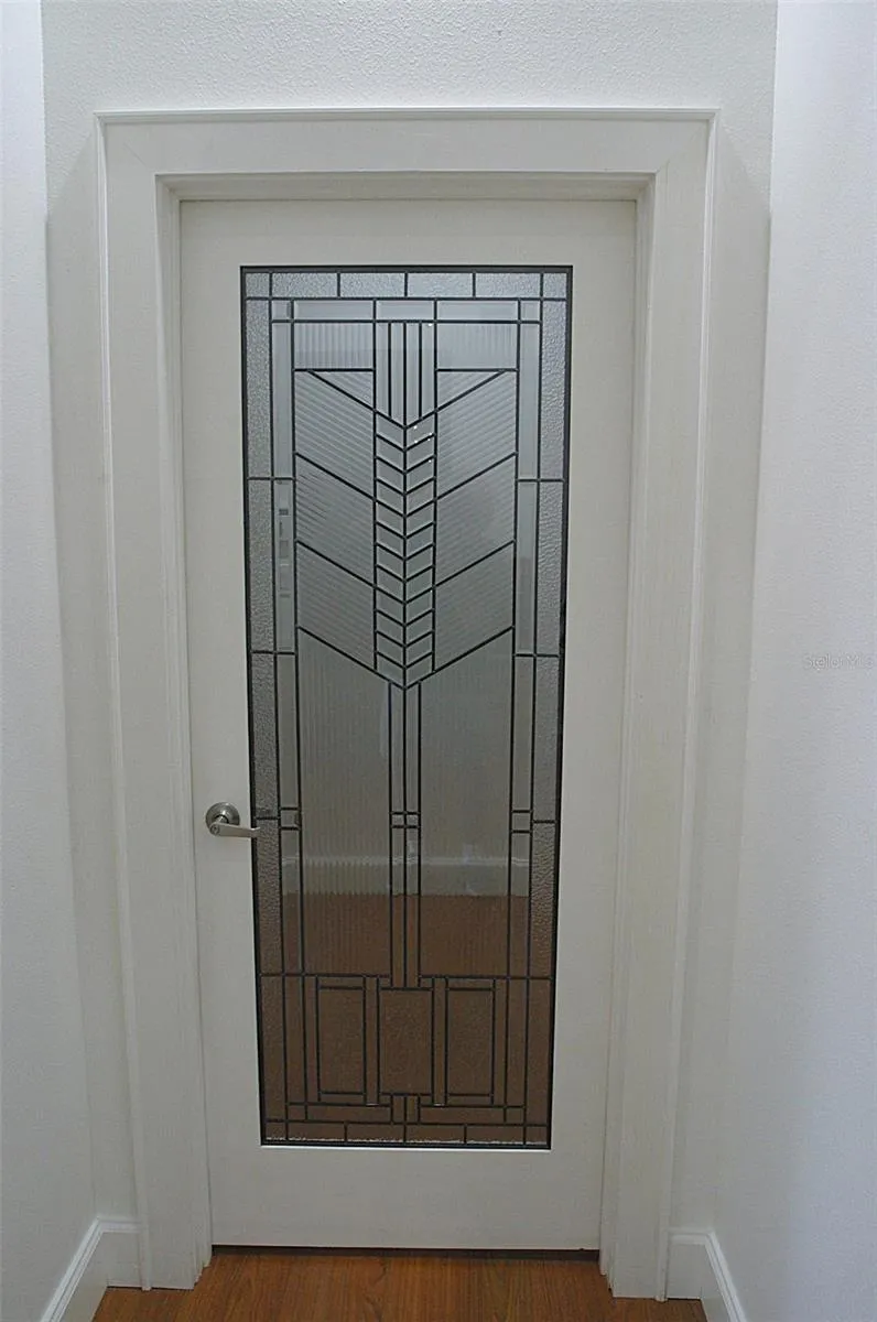 Chevron Leaded Glass Door to Master Bedroom Suite