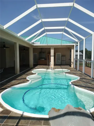 Heated Pool with Waterfall
