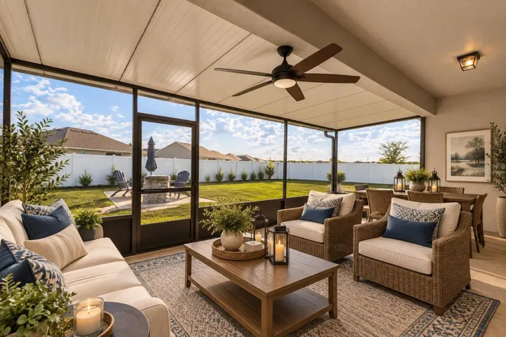Virtually Staged Screened in Patio