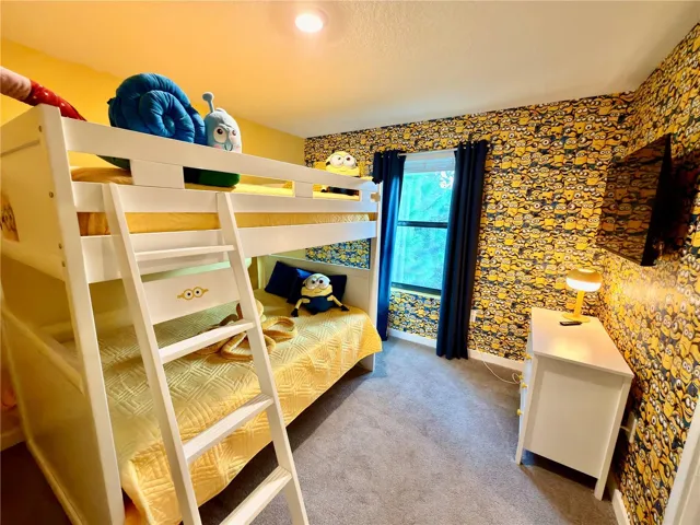 Minion themed bedroom with view of concervation