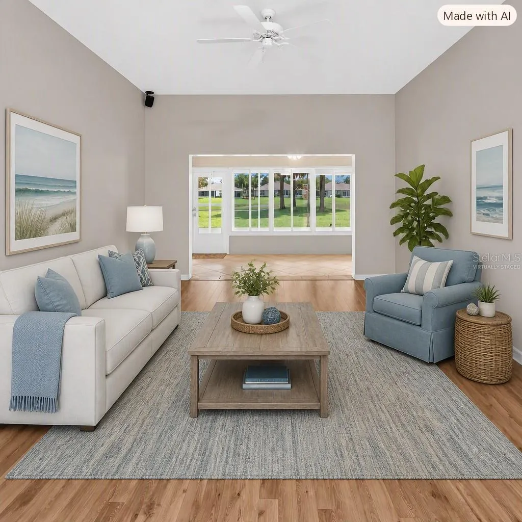 Virtually staged living room