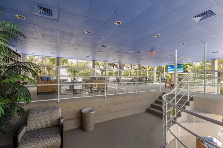 Explore the upstairs library.