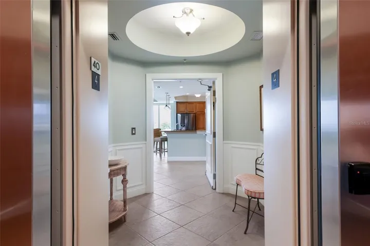 Elevator opens to a private entry.