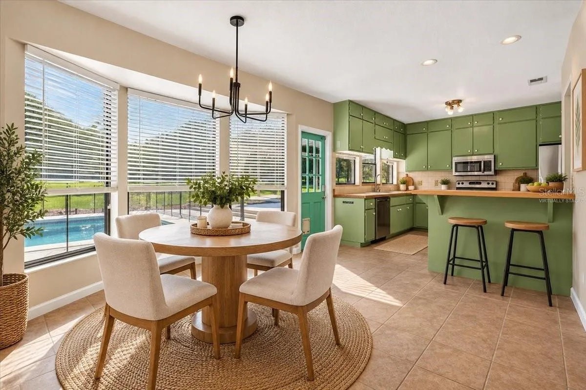 Virtually Staged Dining Room and Kitchen