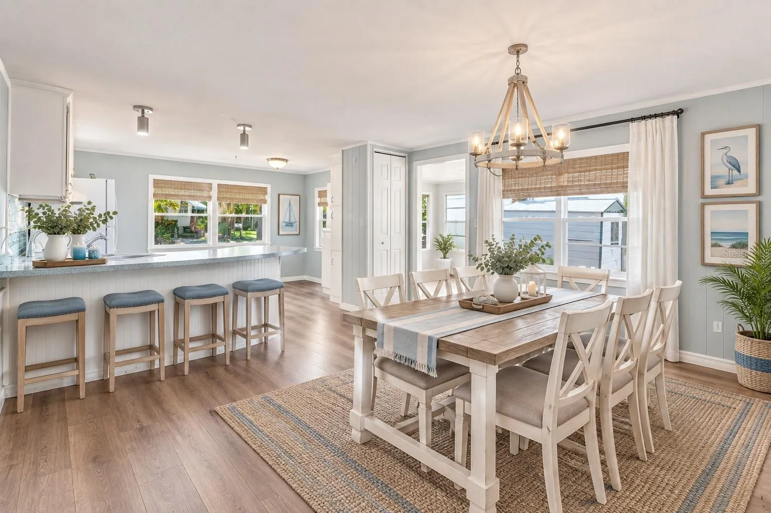 Virtually staged dining room.