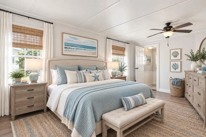 Virtually staged bedroom.