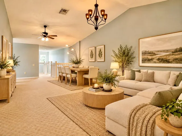 Virtually Staged Living and Dining Room