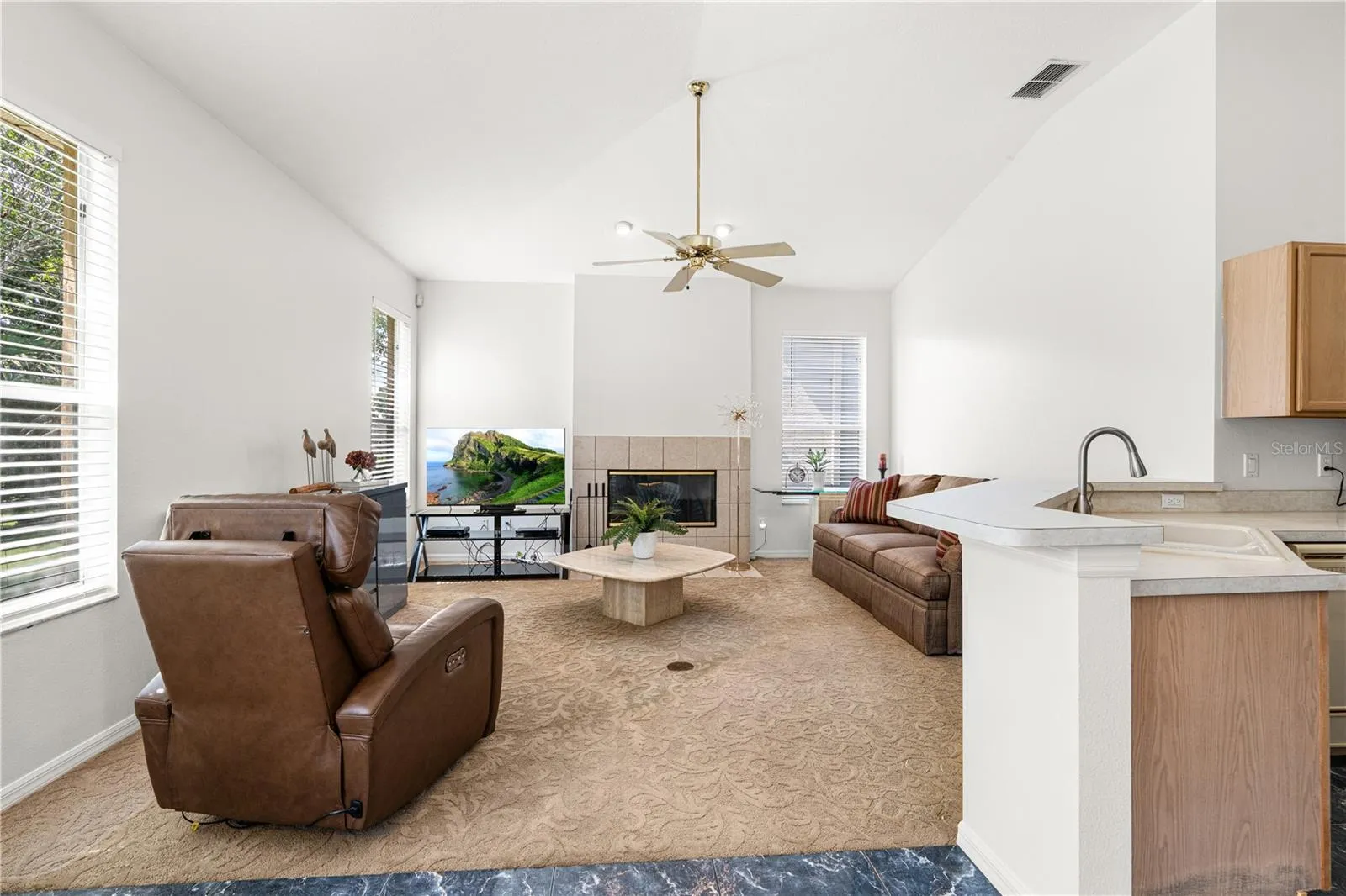Fireside family room