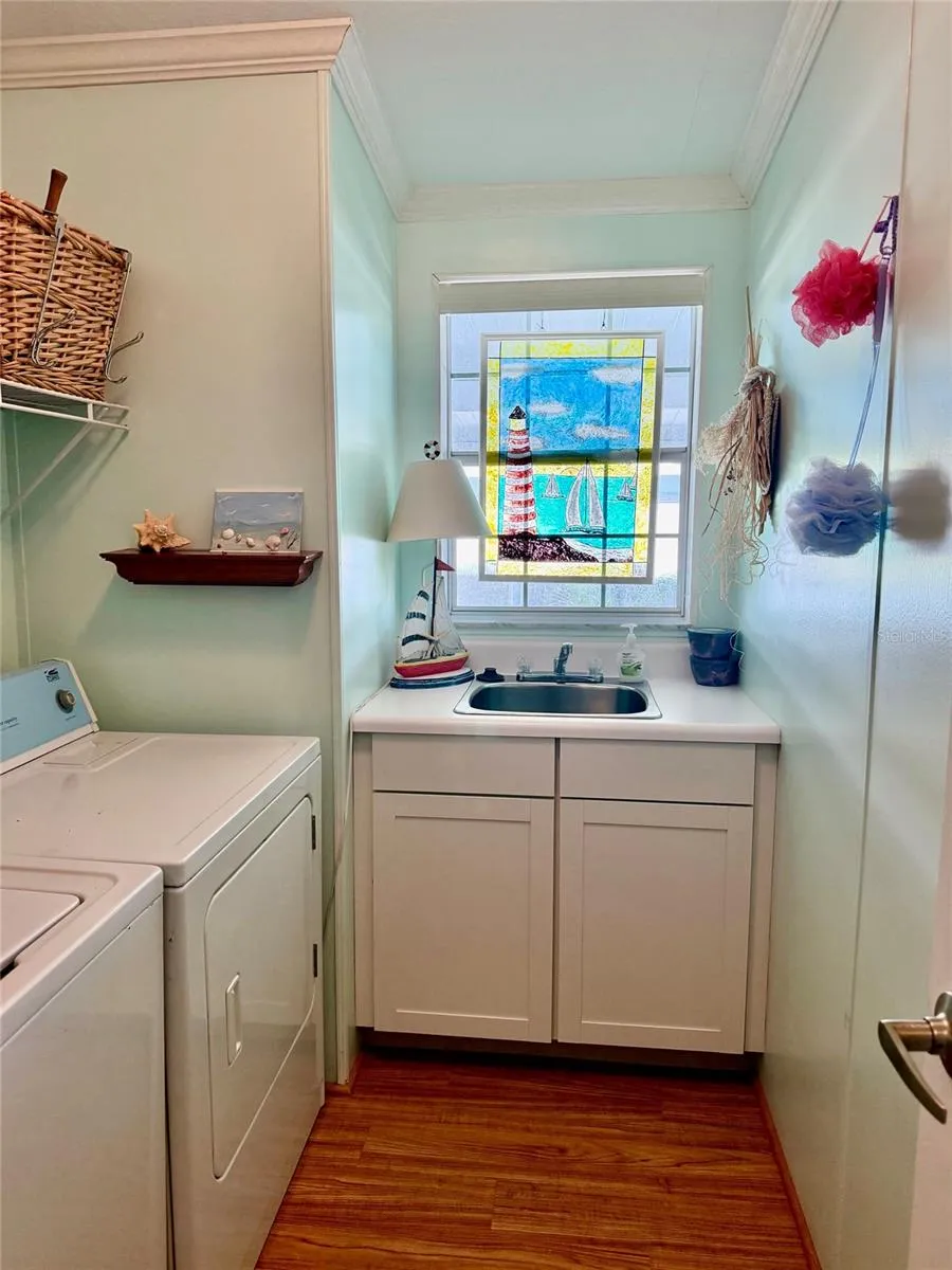 Inside Laundry with storage