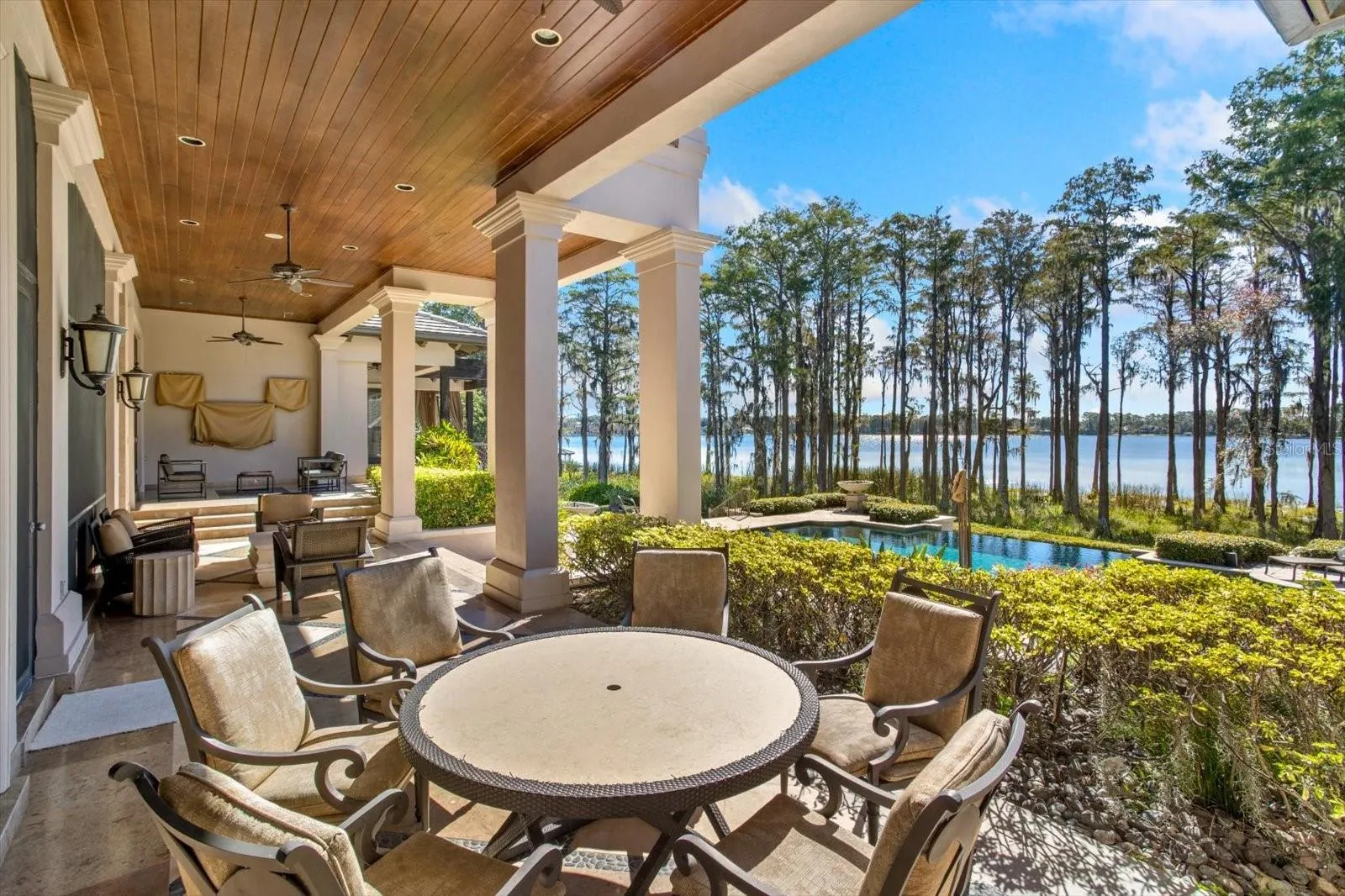 Patio overlooking the pool