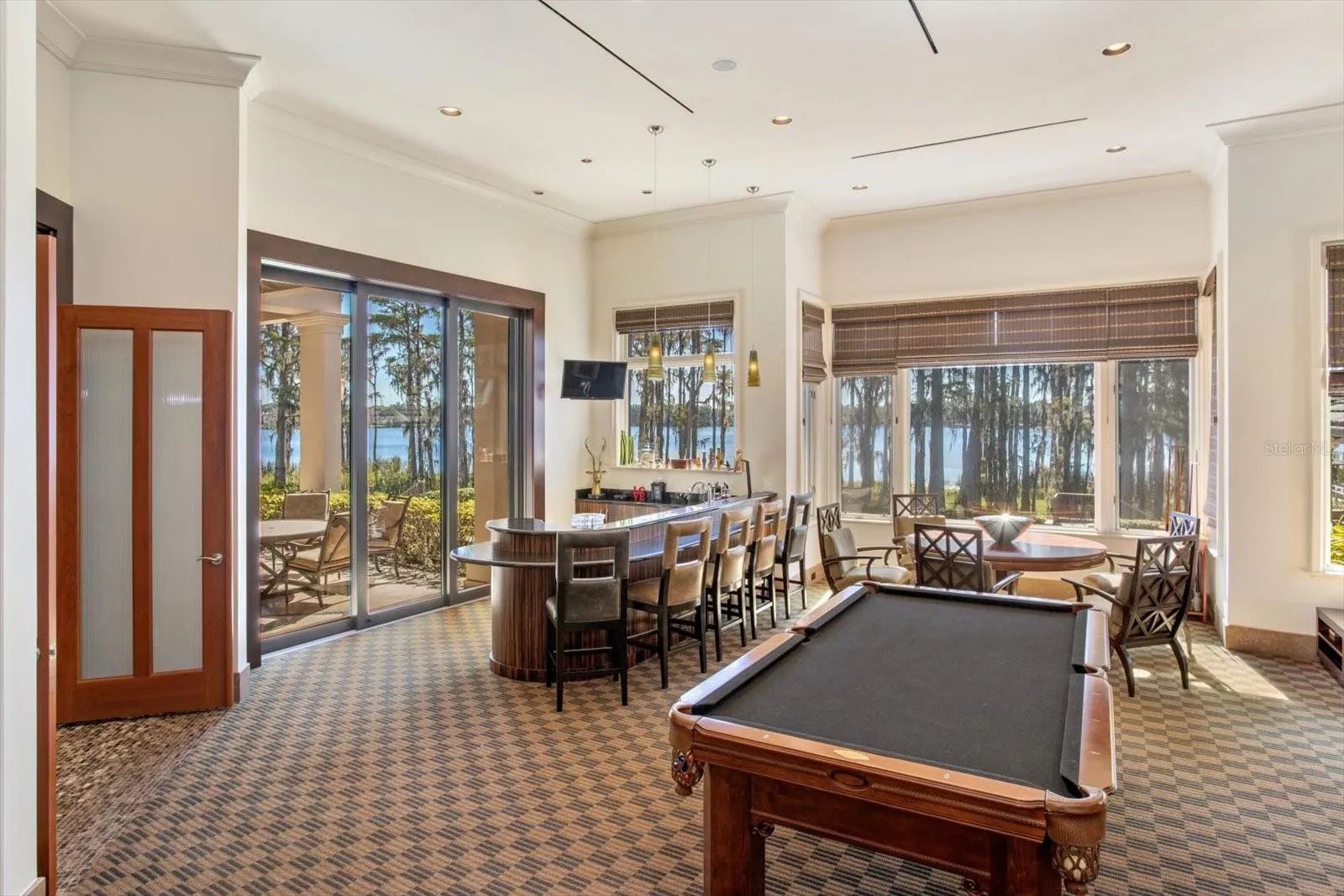 Pocket doors that fade away into the walls throughout