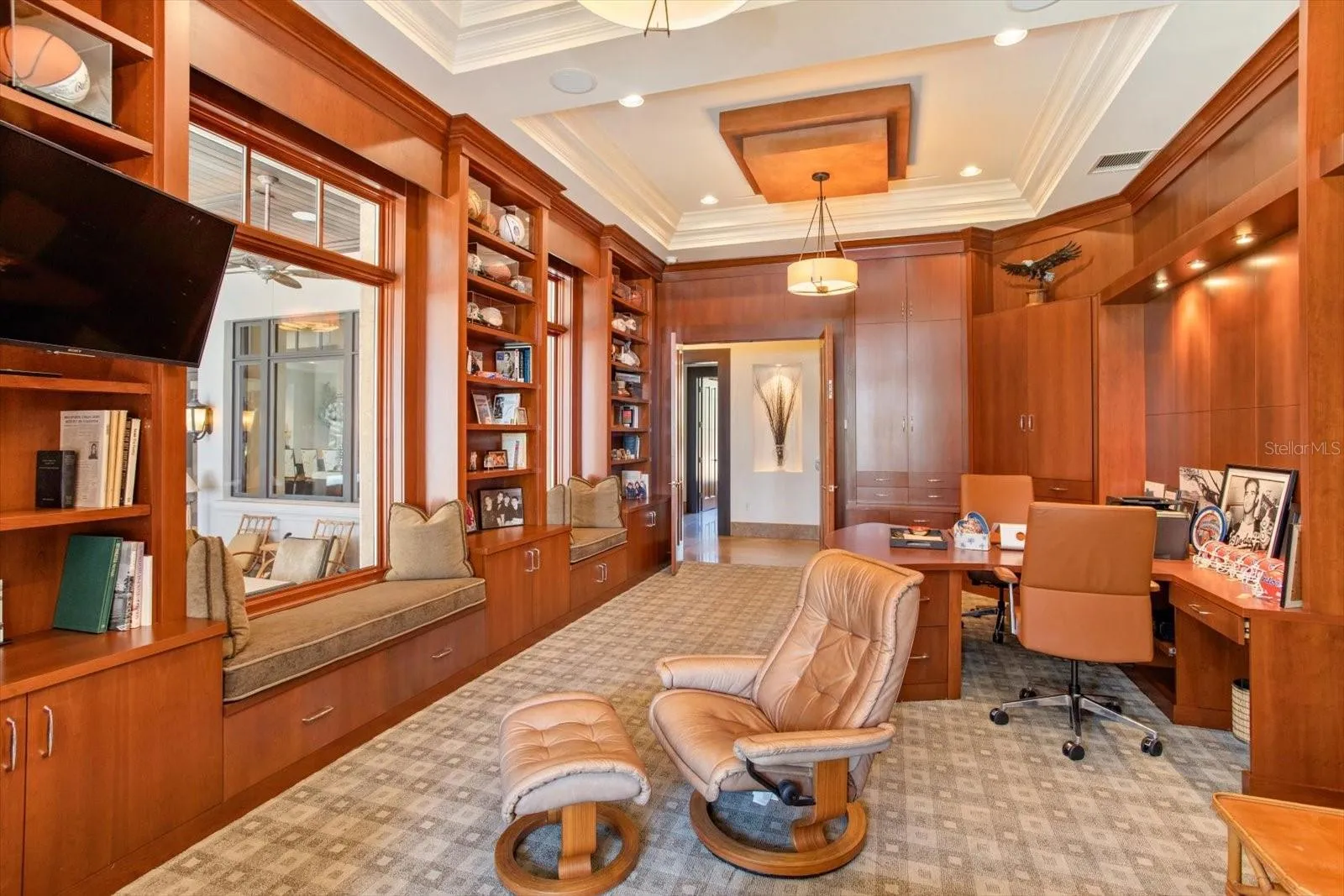 Office window that looks through the house