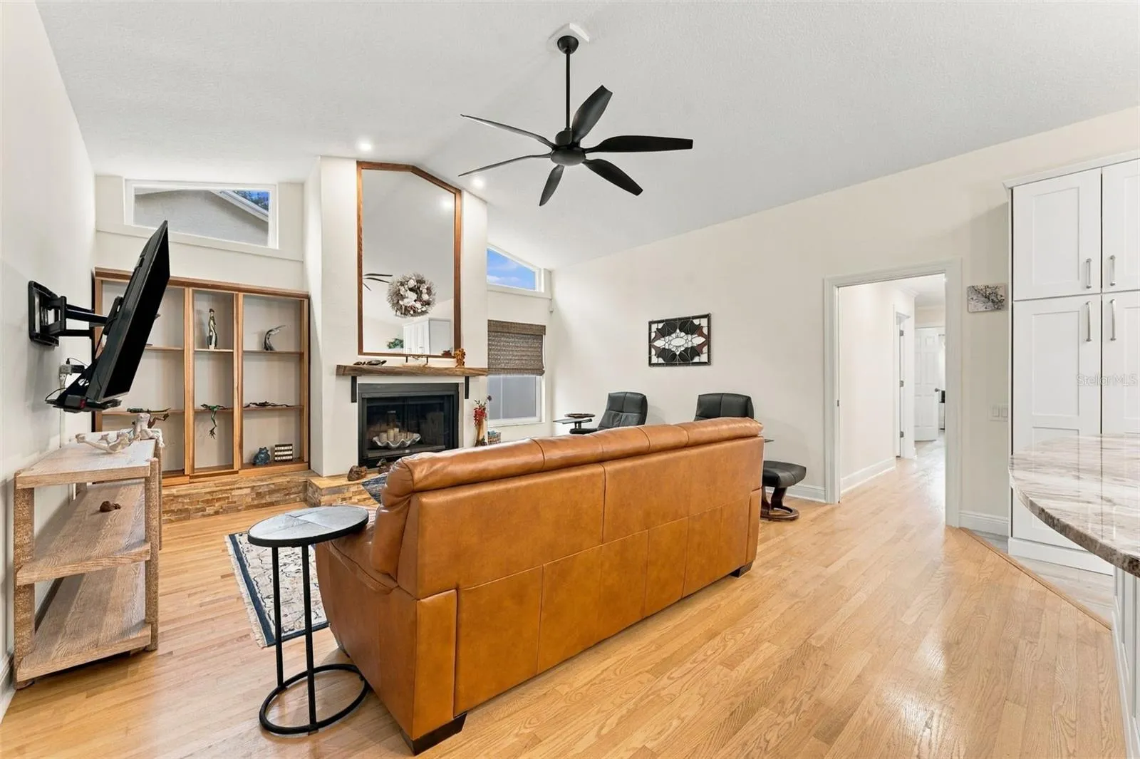 Beautiful Hardwood Flooring & New Modern Ceiling Fan