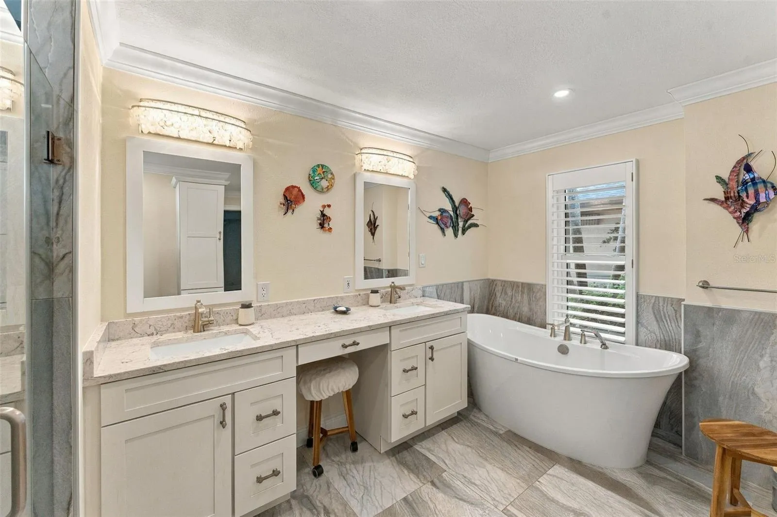 Beautiful Primary Bath with Dual Vanities & Oversized Soaking Tub
