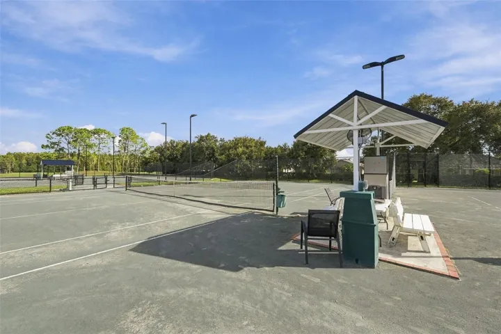 Newly rebuilt tennis courts with updated lighting