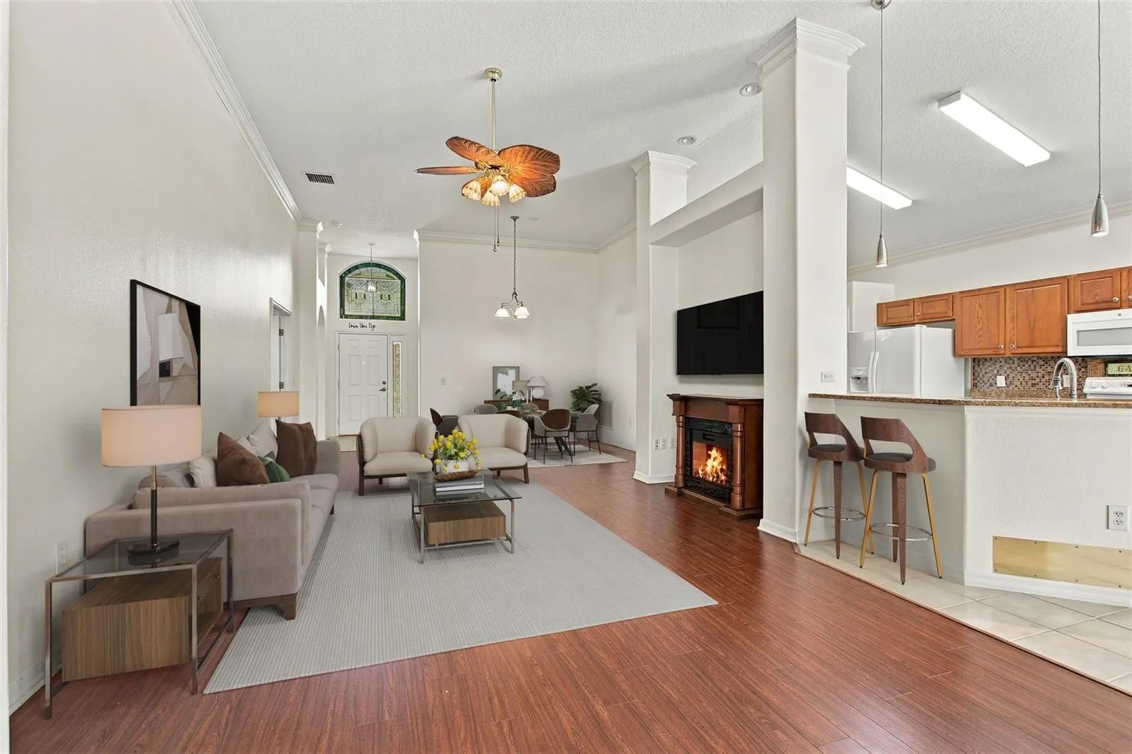 Virtually Staged great room and kitchen
