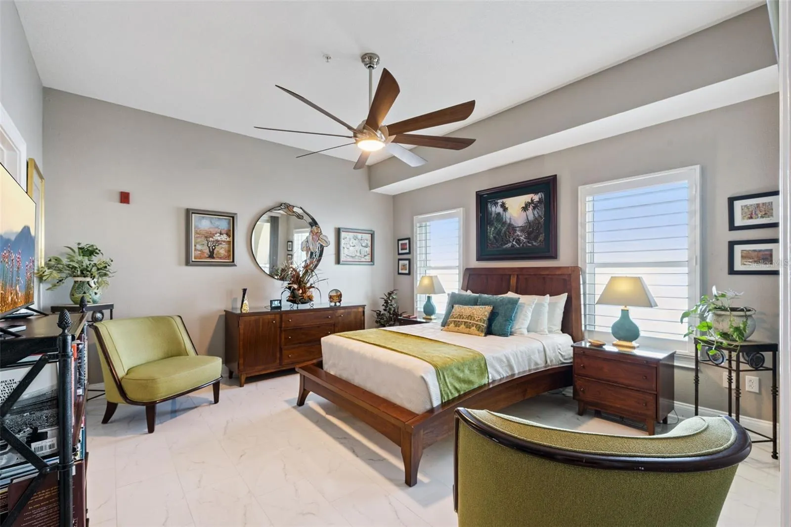 Second Primary Bedroom with plantation shutters.