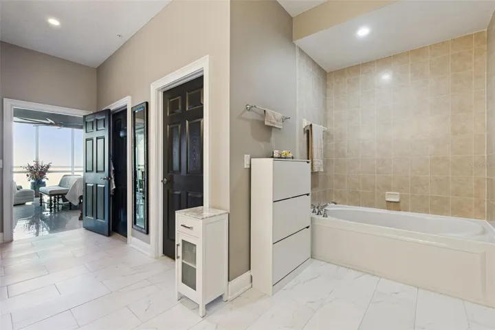 Primary bathroom with water closet.