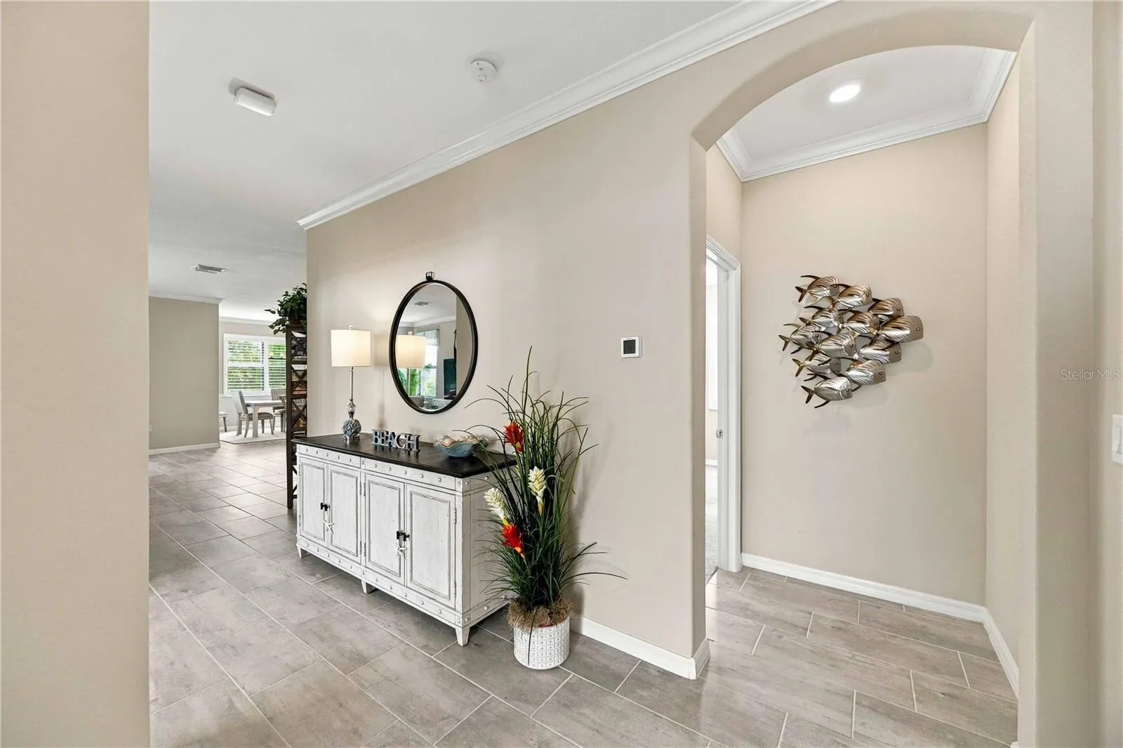 The entry to the primary suite is off the living room so there is plenty of privacy