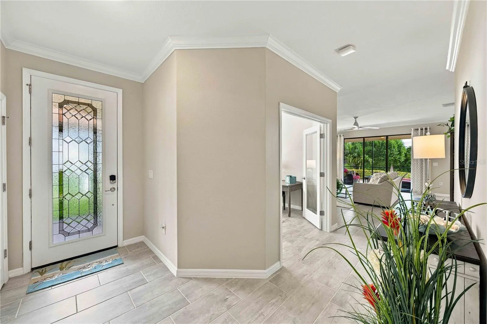 The entry has a broad opening when you come into the home