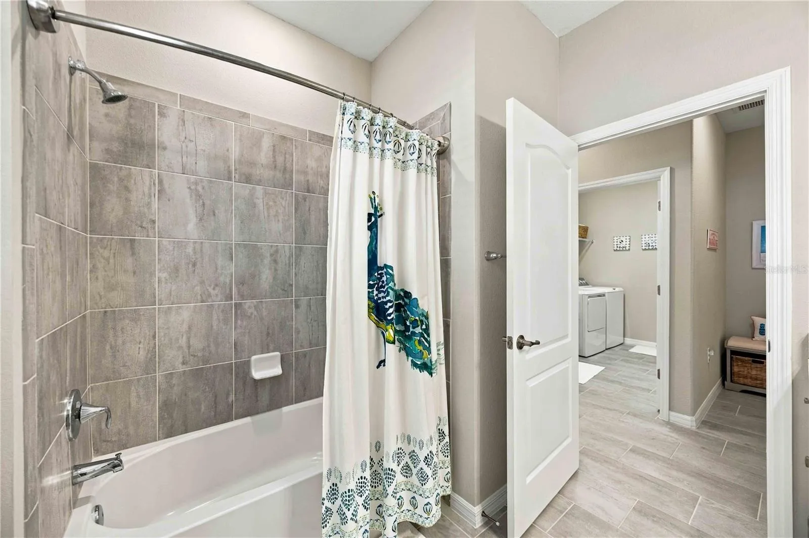 The guest bath is large, welcoming to guests and easy to manuever in with a tub/shower combination.