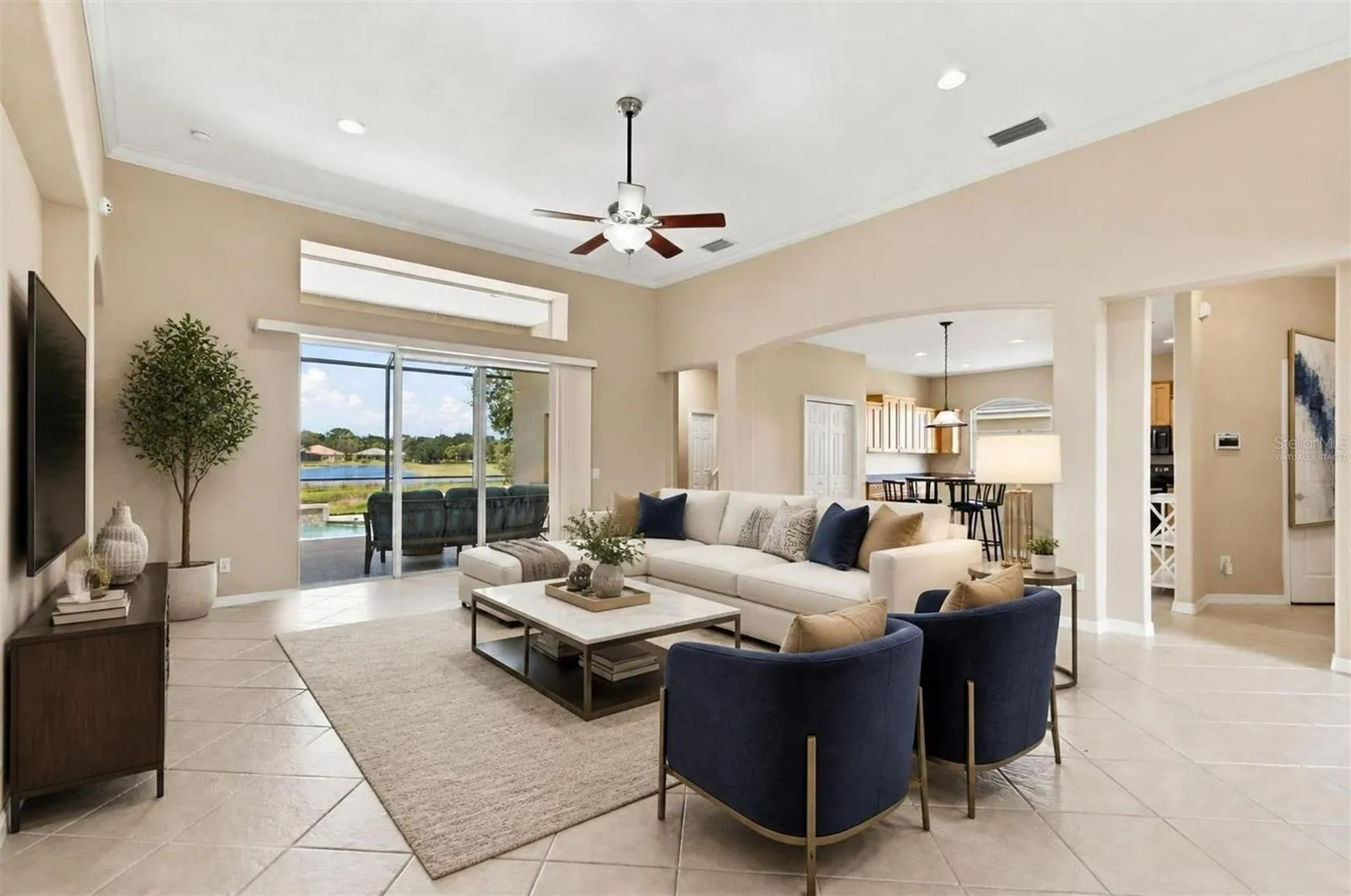 Virtually staged living room