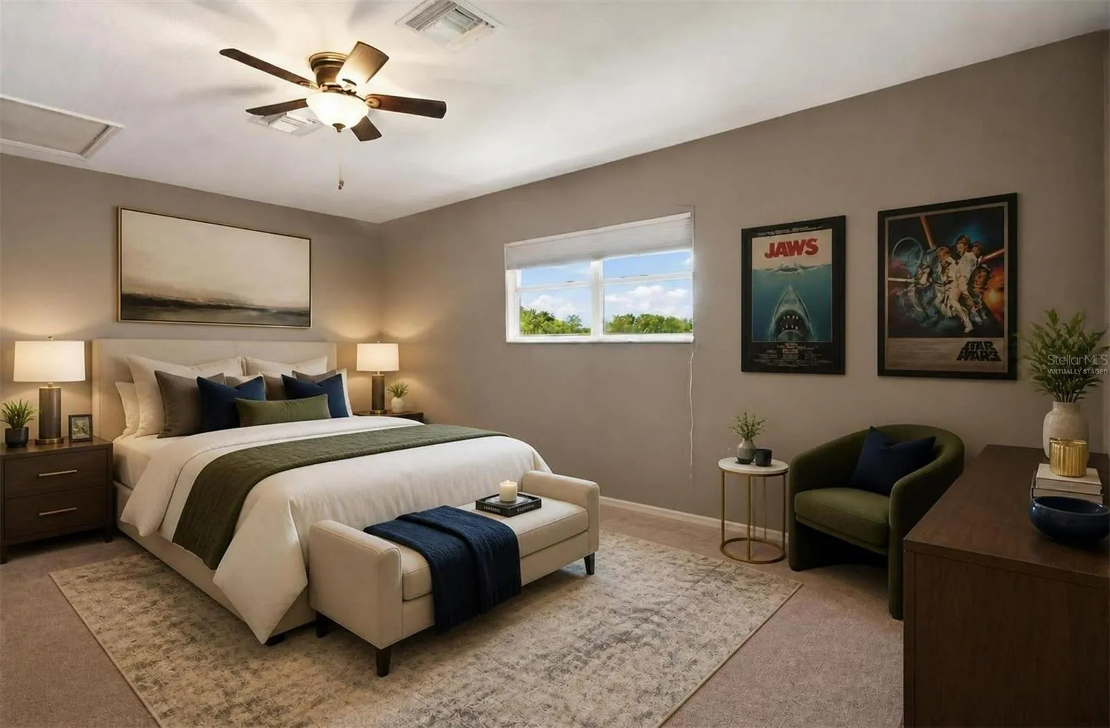 Upstairs being virtually staged as a 4th bedroom