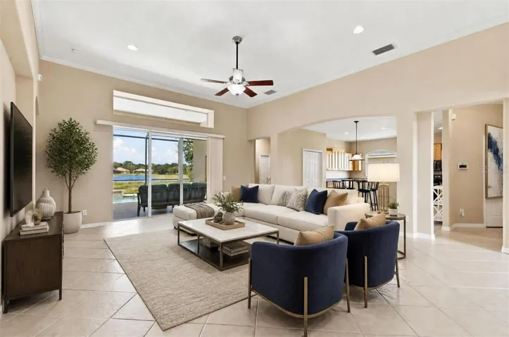 Virtually staged living room