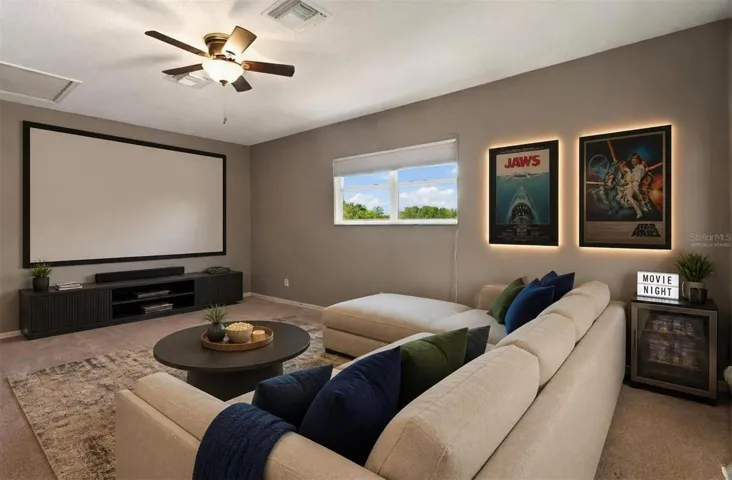 Upstairs being virtually staged as a movie room
