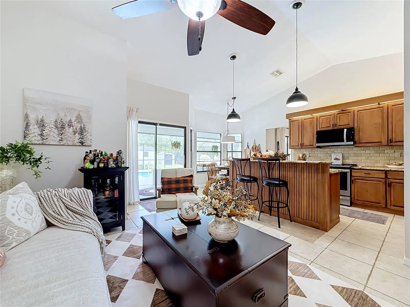 family room is open to the kitchen