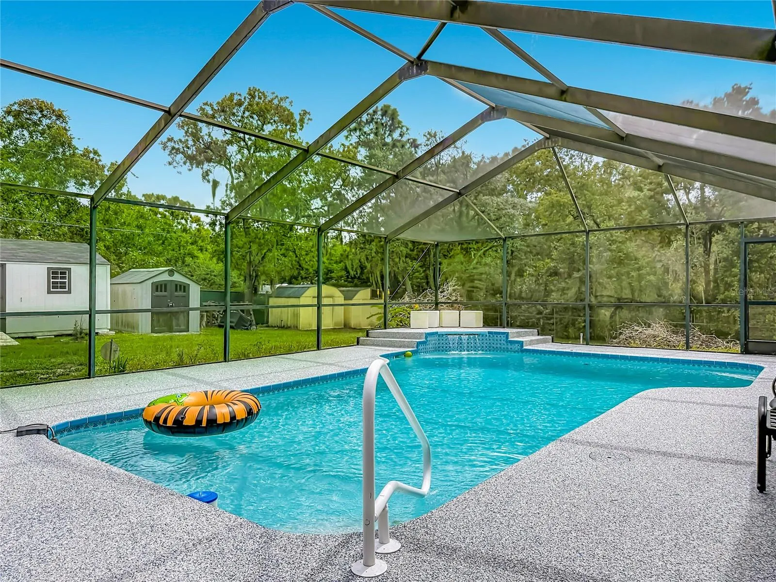 in ground pool with birdcage